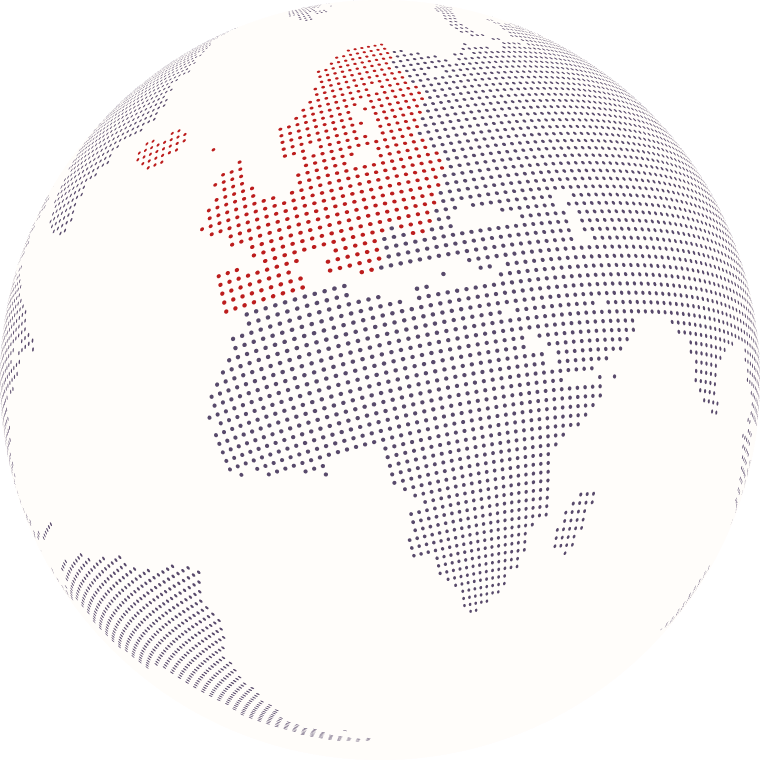 A stylized globe graphic, with the EU area emphasized