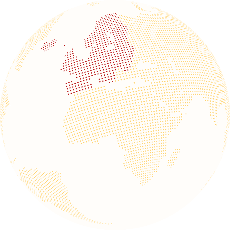 A stylized globe graphic, with the EU area emphasized